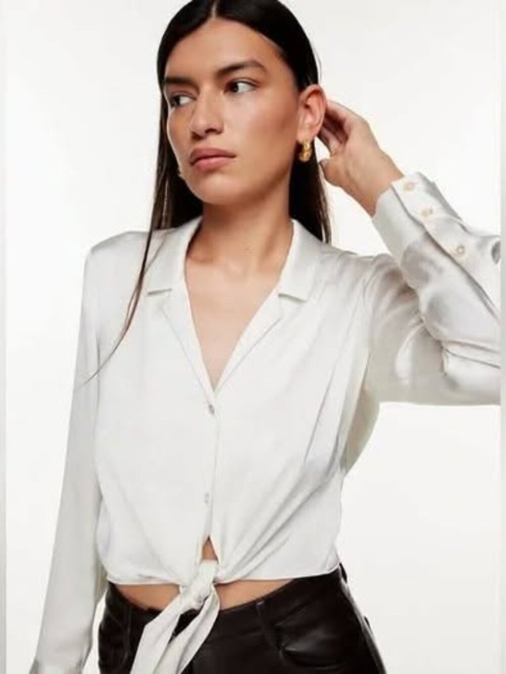 Aritzia Wilfred Tie-Front Blouse (Size XS)